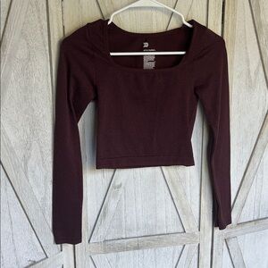 All in Motion Burgundy Long Sleeve Crop Top